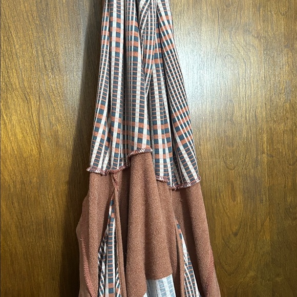 SugarFox Casual Striped Women's Sweatshirt with Hood in Brown and White - Picture 4 of 5